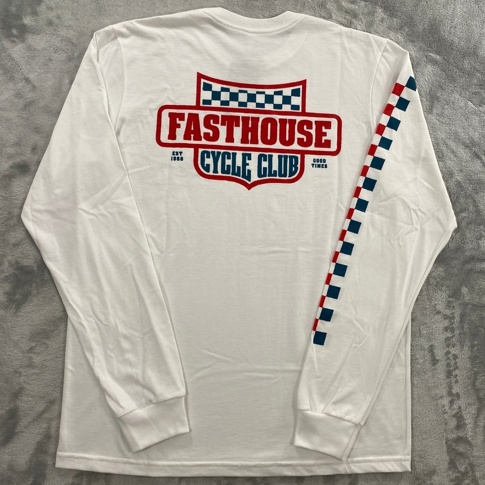 Fasthouse Krest LS Tee Mens Medium White Long Sleeve Motocross Racing Shirt NWT